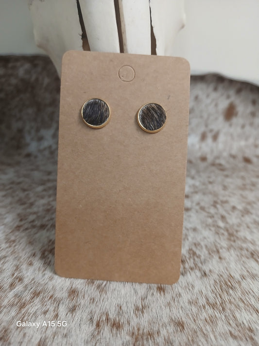 Cowhide Stud earrings (golden stud)