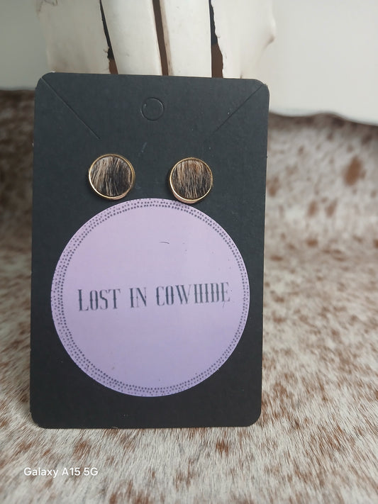 Cowhide Stud earrings (golden stud)