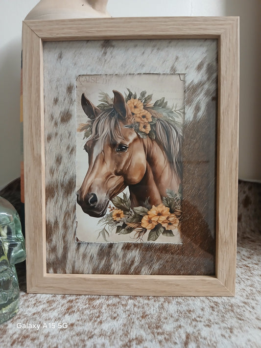 Cowhide frame with 4x6" print