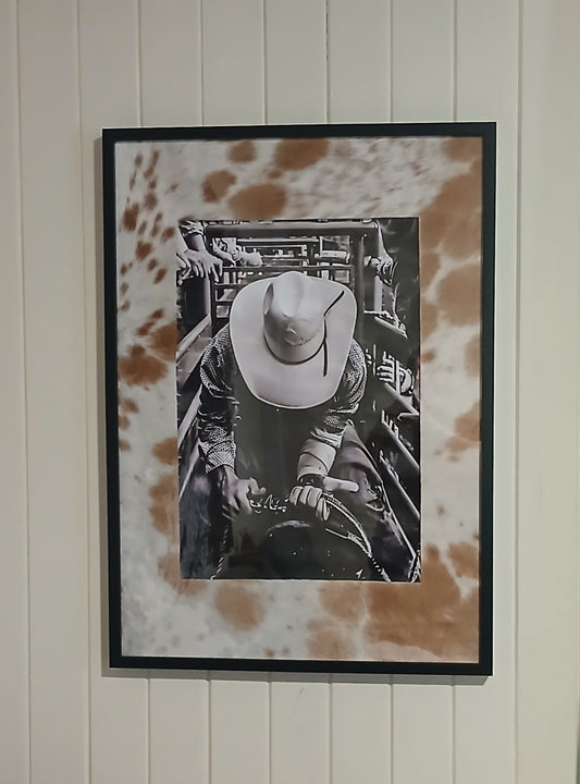 Huge A1 Cowhide Frame with A2 Print - Statement Australian Wall Art