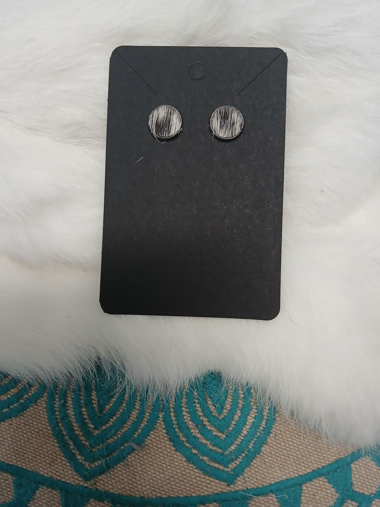 Cowhide Stud earrings (silver stud)