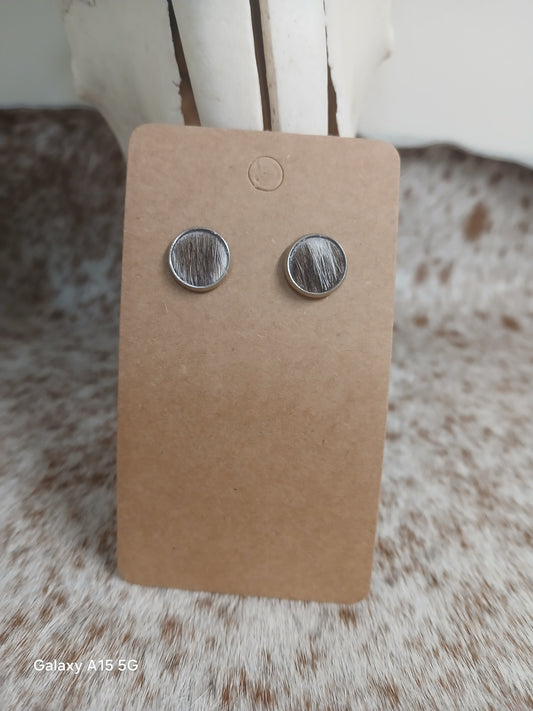 Cowhide Stud earrings (silver stud)