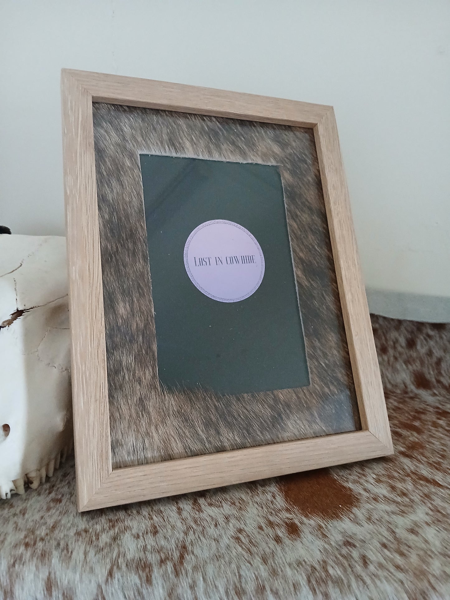 Cowhide frame photo size 4x6"