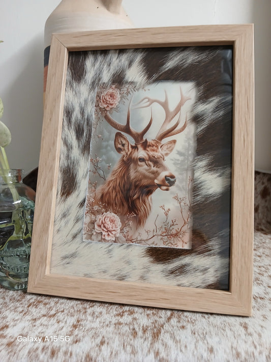 Cowhide frame with 4x6" print