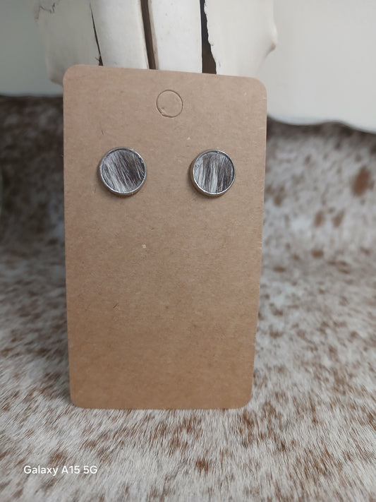 Cowhide Stud earrings (silver stud)