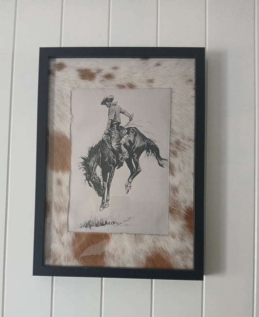 Authentic A4 Cowhide Frame with Print - Premium Australian Wall Art